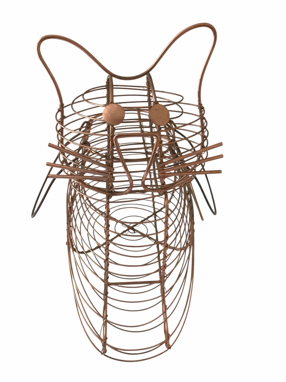 Copper Wire Cat Sculpture Vase - Decorative Home Accent